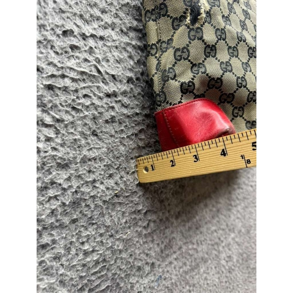 Vintage Gucci GG Monogram Canvas Leather Trim Zippered Tote‎ Bag 10" x 13" - Picture 14 of 16